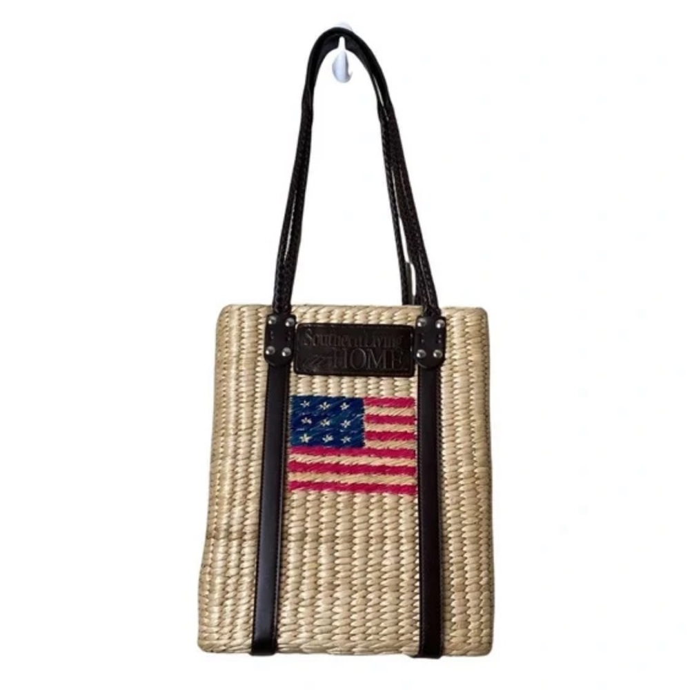 NWOT Southern Living at Home U.S.A. Wicker Straw Basket Tote Bag